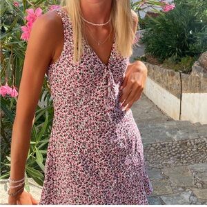 NWT Zara floral linen mini dress flounce bottom sz M